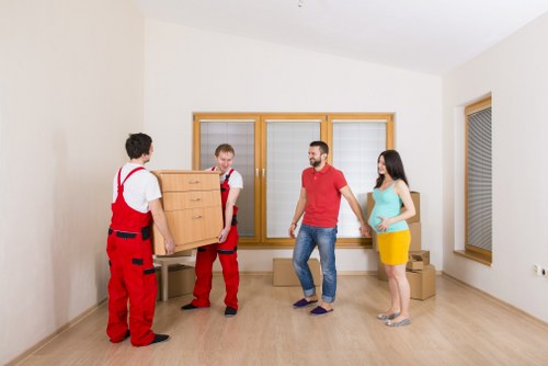 Office furniture and business items being transported locally