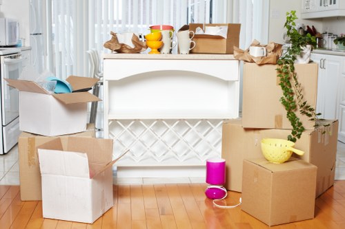 Office relocation items arranged for transit